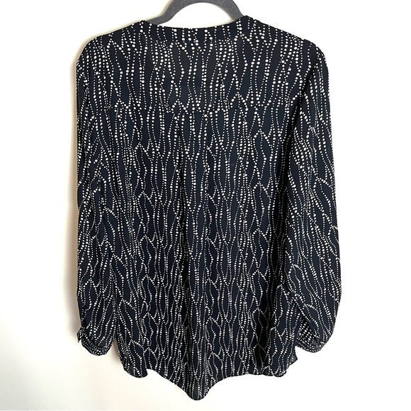 Simply Emma Top Womens 2x Black White Dot Button Front Convertible Tab Sleeves - Picture 7 of 9